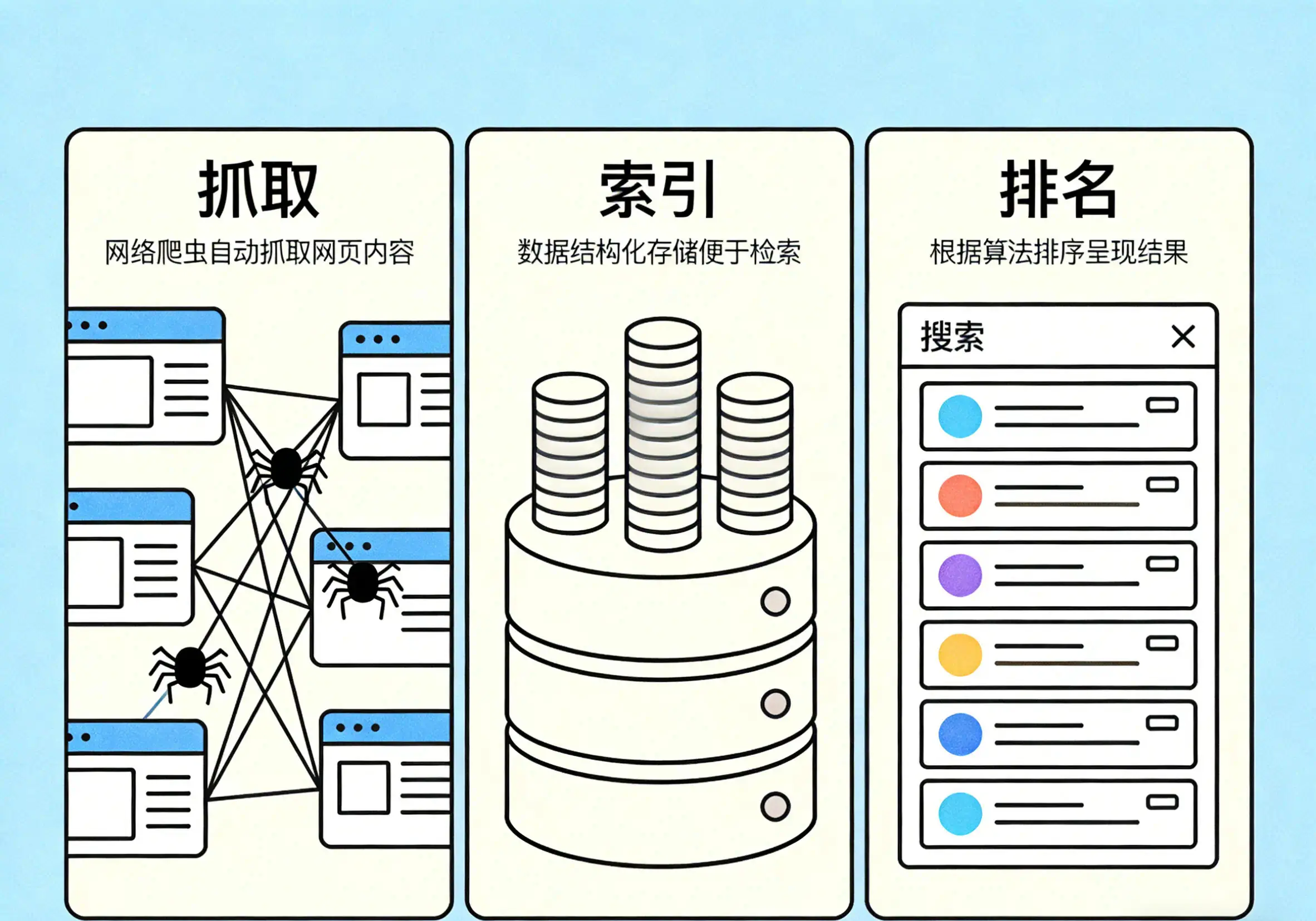 搜索引擎如何工作？抓取、索引与排名
